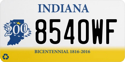 IN license plate 854OWF