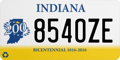 IN license plate 854OZE
