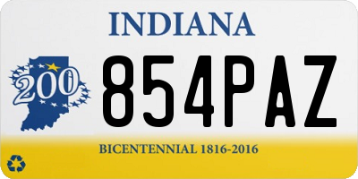 IN license plate 854PAZ