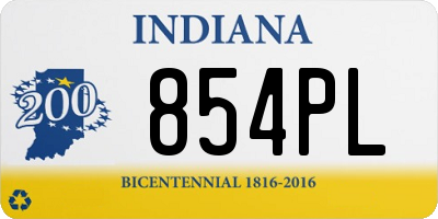 IN license plate 854PL