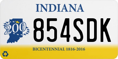 IN license plate 854SDK
