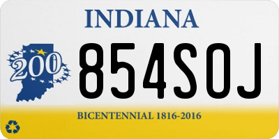 IN license plate 854SOJ