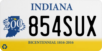 IN license plate 854SUX
