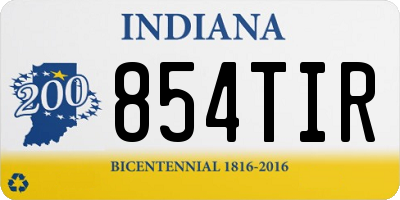 IN license plate 854TIR
