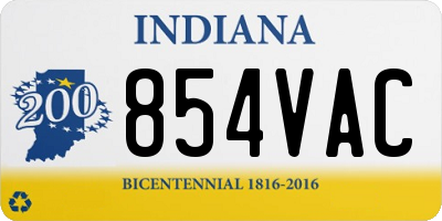 IN license plate 854VAC