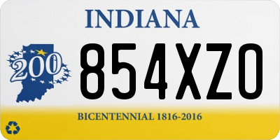 IN license plate 854XZO