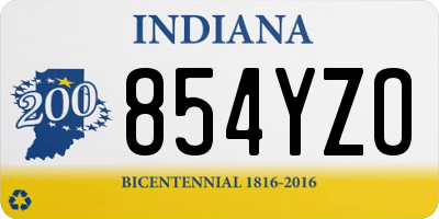 IN license plate 854YZO