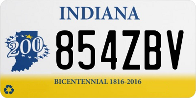 IN license plate 854ZBV