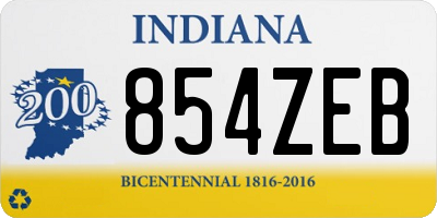 IN license plate 854ZEB