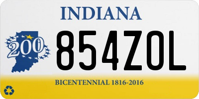 IN license plate 854ZOL