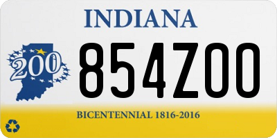 IN license plate 854ZOO