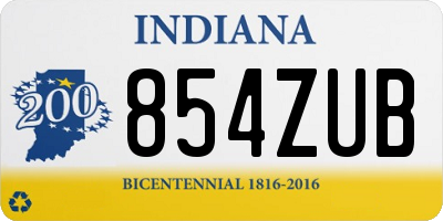 IN license plate 854ZUB