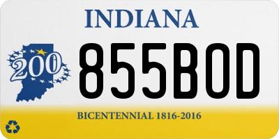 IN license plate 855BOD