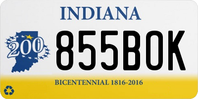 IN license plate 855BOK