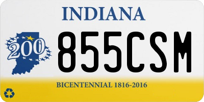 IN license plate 855CSM