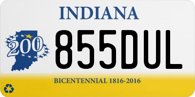 IN license plate 855DUL