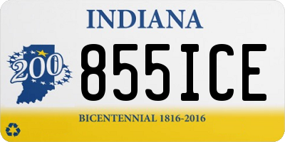 IN license plate 855ICE