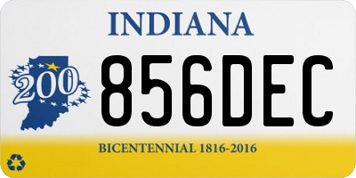 IN license plate 856DEC