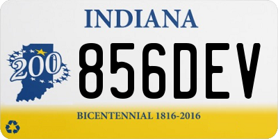IN license plate 856DEV