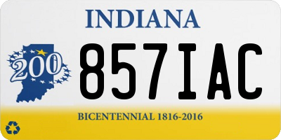 IN license plate 857IAC