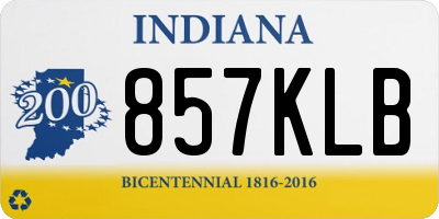 IN license plate 857KLB