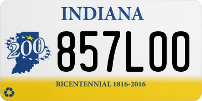 IN license plate 857LOO