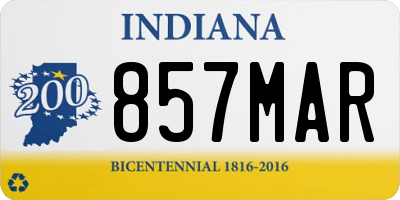IN license plate 857MAR