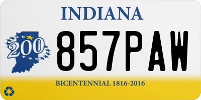 IN license plate 857PAW