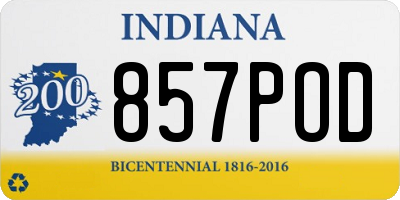 IN license plate 857POD