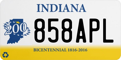 IN license plate 858APL