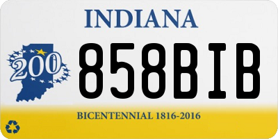 IN license plate 858BIB