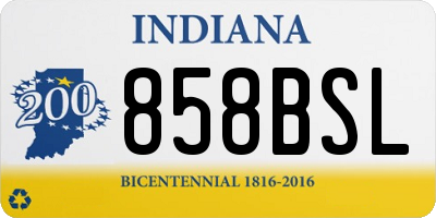 IN license plate 858BSL