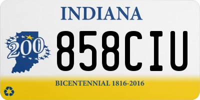 IN license plate 858CIU