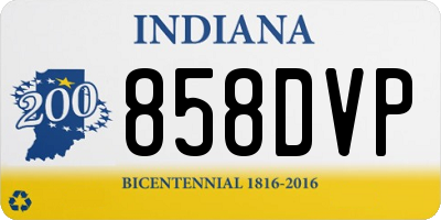 IN license plate 858DVP
