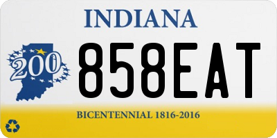IN license plate 858EAT