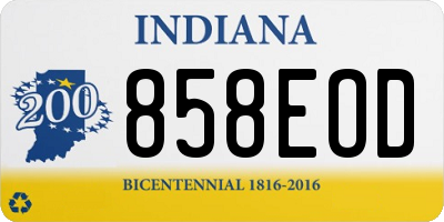 IN license plate 858EOD
