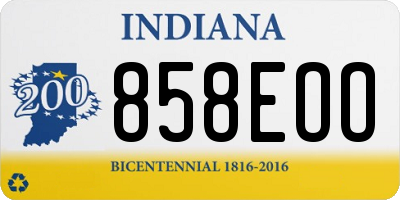 IN license plate 858EOO