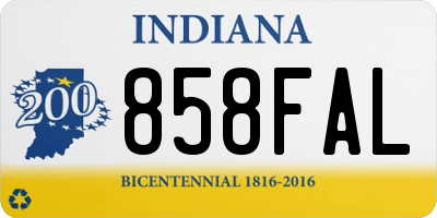IN license plate 858FAL