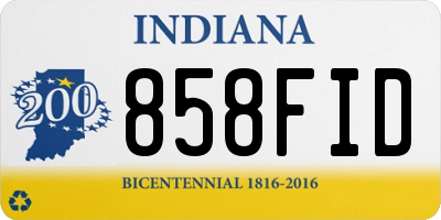 IN license plate 858FID