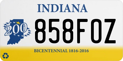 IN license plate 858FOZ