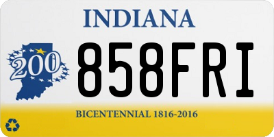IN license plate 858FRI