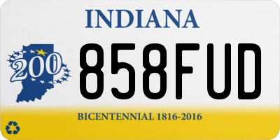 IN license plate 858FUD