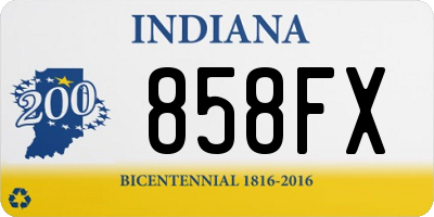 IN license plate 858FX