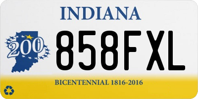 IN license plate 858FXL