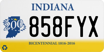 IN license plate 858FYX