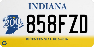 IN license plate 858FZD
