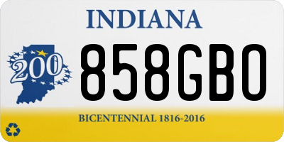 IN license plate 858GBO