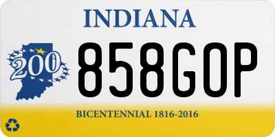 IN license plate 858GOP