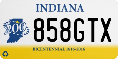 IN license plate 858GTX