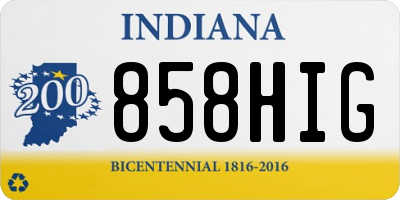 IN license plate 858HIG